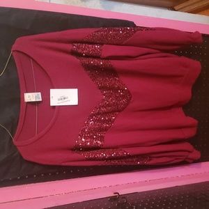 Burgundy Sequin Top